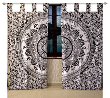 Mandala Window Tab top Curtains Drape Balcony Room Decor Curtain Boho Set Ethnic Windows & Panels Set Tab Top Curtains 2