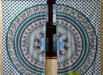 Mandala Door Tab top Curtains Indian Drape Balcony Room Decor Curtain Boho Set Ethnic Window Treatments & Panels Set 3