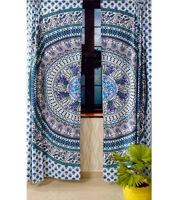 Mandala Door Tab top Curtains Indian Drape Balcony Room Decor Curtain Boho Set Ethnic Window Treatments & Panels Set 4