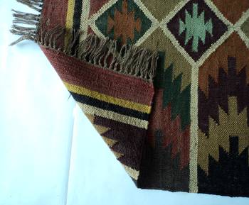 Handmade Wool Jute Kilim Rugs Small Vintage RUG  90''x150'' CM  Turkish Yasthik Kilim 2