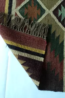 Handmade Wool Jute Kilim Rugs Small Vintage RUG  90''x150'' CM  Turkish Yasthik Kilim