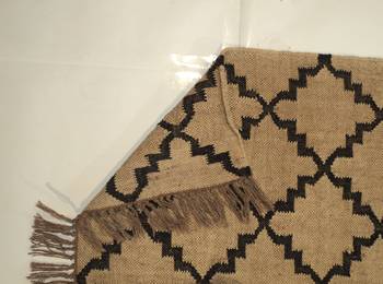 Handmade  Kilim Rug Modern Floor Carpet Jute Wool Black Brown Coloured Oriental Area Rug Size 6x9 Feet 2
