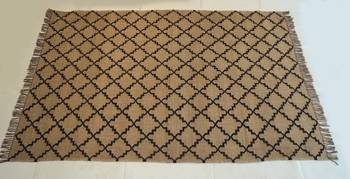 Handmade  Kilim Rug Modern Floor Carpet Jute Wool Black Brown Coloured Oriental Area Rug Size 6x9 Feet 4