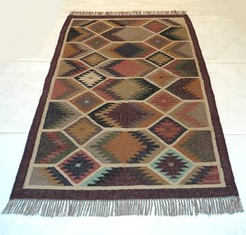 moroccan Geometric Traditional Door Mat, Bathroom Mat, Kitchen Mat Beautiful Jute Wool Rug 1