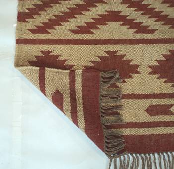 Traditional Brown Red Hippy Coloured turkish Ething Designer Jute Wool Kilim Area Rug Size By 5x8 Feet 1
