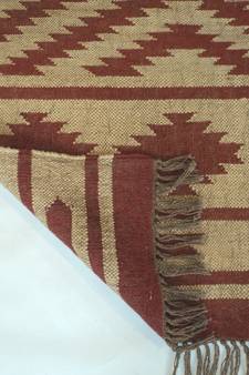 Traditional Brown Red Hippy Coloured turkish Ething Designer Jute Wool Kilim Area Rug Size By 5x8 Feet