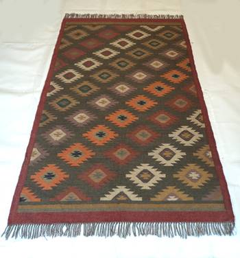 Antique Traditional Porch Designer Mat, Multi Coloured Floor Dining Jute Wool Rug 1