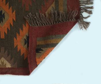 Antique Traditional Porch Designer Mat, Multi Coloured Floor Dining Jute Wool Rug 2