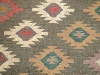 Antique Traditional Porch Designer Mat, Multi Coloured Floor Dining Jute Wool Rug 3