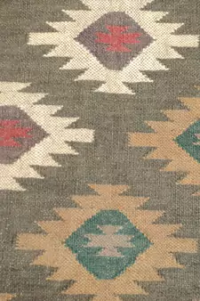 Antique Traditional Porch Designer Mat, Multi Coloured Floor Dining Jute Wool Rug