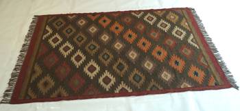 Antique Traditional Porch Designer Mat, Multi Coloured Floor Dining Jute Wool Rug 4
