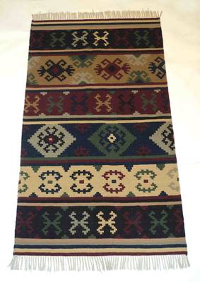 Fantastic Decor Multi Colour Wool Cotton Turkish Kilim Room Mat Size 3x5 Feet 1