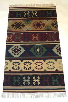 Fantastic Decor Multi Colour Wool Cotton Turkish Kilim Room Mat Size 3x5 Feet