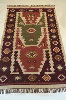 Geometric Old Banjara Designer Wool Cotton Kilim Rug Carpet Size 5x8 Feet Carpet