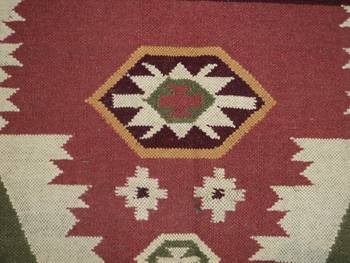 Geometric Old Banjara Designer Wool Cotton Kilim Rug Carpet Size 5x8 Feet Carpet 3