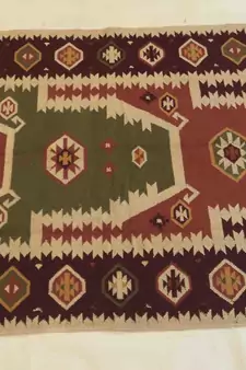 Geometric Old Banjara Designer Wool Cotton Kilim Rug Carpet Size 5x8 Feet Carpet