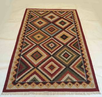 Banjara tribal Etching Beautiful Wool Cotton Kilim Carpet 1