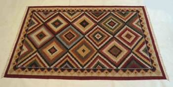 Banjara tribal Etching Beautiful Wool Cotton Kilim Carpet 3