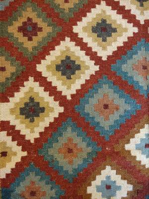 Handmade Traditional Multi Coloured Wool Cotton Kilim Carpet Rug Size 4x6 Feet 2