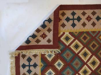 Handmade Traditional Multi Coloured Wool Cotton Kilim Carpet Rug Size 4x6 Feet 3