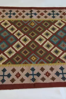 Handmade Traditional Multi Coloured Wool Cotton Kilim Carpet Rug Size 4x6 Feet