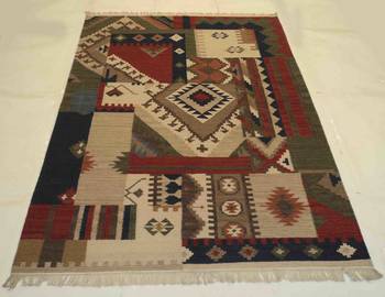 Attractive Hand Woven Multi Color  Wool Cotton Kilim Area Rug 1