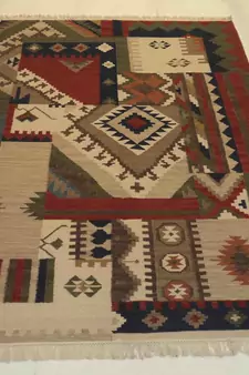Attractive Hand Woven Multi Color  Wool Cotton Kilim Area Rug
