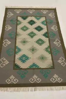 Handmade Tribal persian Wool Cotton Kilim Rug Flower Designer Carpet
