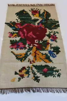 Beautiful Handmade Traditional Flower Designer Wool Silk Kilim Rug Kitchen Rug Living Rug
