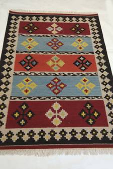 Handmade Attractive Designer Cotton Wool Kilim Area Rug Door Mat, Bedroom Rug, Living Rug