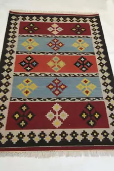 Handmade Attractive Designer Cotton Wool Kilim Area Rug Door Mat, Bedroom Rug, Living Rug
