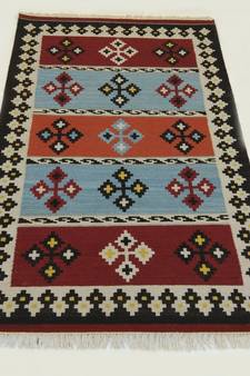 Handmade Traditional Multi Coloured Wool Cotton Kilim Area Rug Carpet