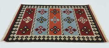 Handmade Traditional Multi Coloured Wool Cotton Kilim Area Rug Carpet 3