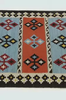Handmade Traditional Multi Coloured Wool Cotton Kilim Area Rug Carpet