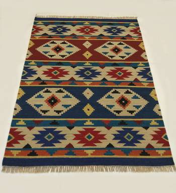 Banjara Etching Designer Wool Cotton Kilim Rug  Door Mat, Kitchen Mat, Living Room Mat, Bedroom Mat, 1