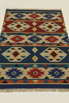 Banjara Etching Designer Wool Cotton Kilim Rug  Door Mat, Kitchen Mat, Living Room Mat, Bedroom Mat,