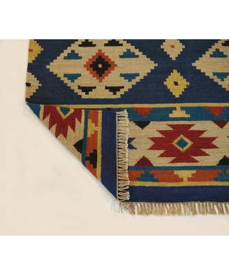 Banjara Etching Designer Wool Cotton Kilim Rug  Door Mat, Kitchen Mat, Living Room Mat, Bedroom Mat, 4