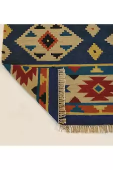 Banjara Etching Designer Wool Cotton Kilim Rug  Door Mat, Kitchen Mat, Living Room Mat, Bedroom Mat,