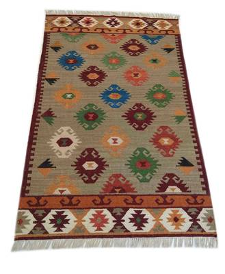 Indian Tribal Ethnic Multi Coloured Designer Beautiful Mat Size 4'x 6 Feet 1