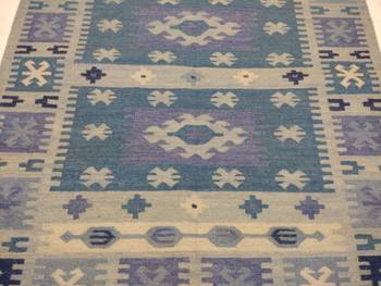  Banjara Traditional Floral Carpet Blue Coloured Wool Cotton Rug Carpet 2