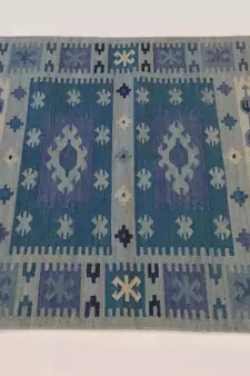  Banjara Traditional Floral Carpet Blue Coloured Wool Cotton Rug Carpet