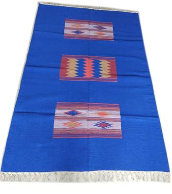 Hand Woven Oriental Beautiful Cotton Fast Coloured Patch Work Designer Area Rug 1
