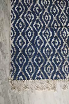 Handmade Block Print Cotton Kilim Rug Size 4x6 Feet Door Mat, Kitchen Mat