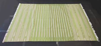 Handmade Tribal Kilim Hand Woven Green Cotton Size 5x7 Area Rug Flat Wave Rug 3