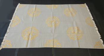 Handmade Cotton Zari Kilim Rug Beautiful Gold Flower Designer Home Decorative Area Rug 3