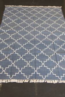 Natural Hand woven Blue Cotton Made Modern Area Rug Flat Woven Rug Carpet