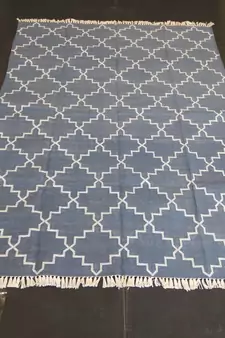Natural Hand woven Blue Cotton Made Modern Area Rug Flat Woven Rug Carpet