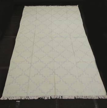 attractive Designer 95% Cotton 5% Silver Zari Work Beautiful Kilim Rug For Gift 1