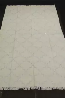 attractive Designer 95% Cotton 5% Silver Zari Work Beautiful Kilim Rug For Gift