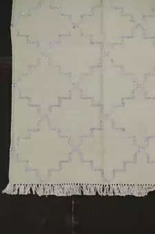attractive Designer 95% Cotton 5% Silver Zari Work Beautiful Kilim Rug For Gift